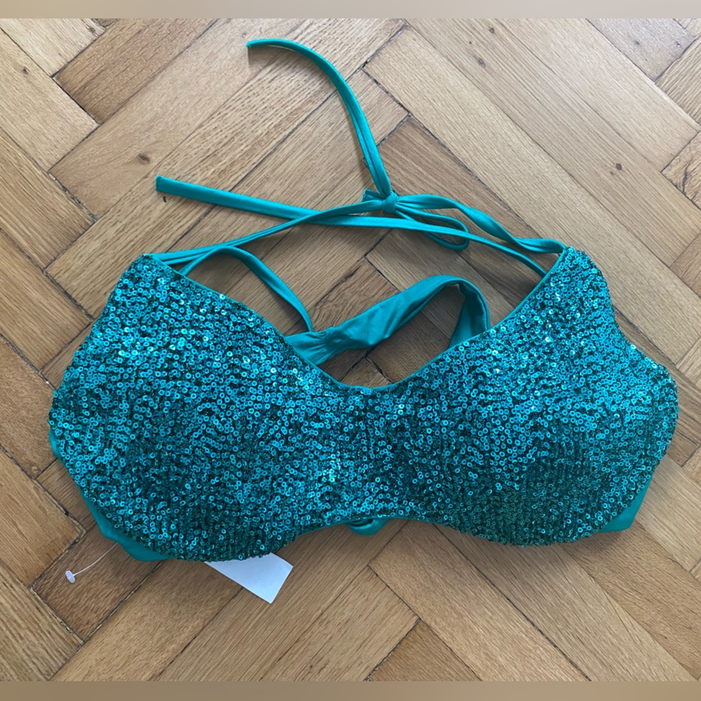 Calzedonia Green Sequin Bralette top Verde XL NWOT 90B/85 C/80D - Picture 8 of 9